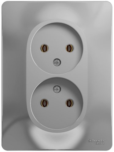 Розетка без заземления Systeme Electric Glossa 1-м. 2 мод. алюминий фото Розетка без заземления Systeme Electric Glossa 1-м. 2 мод. алюминий картинка